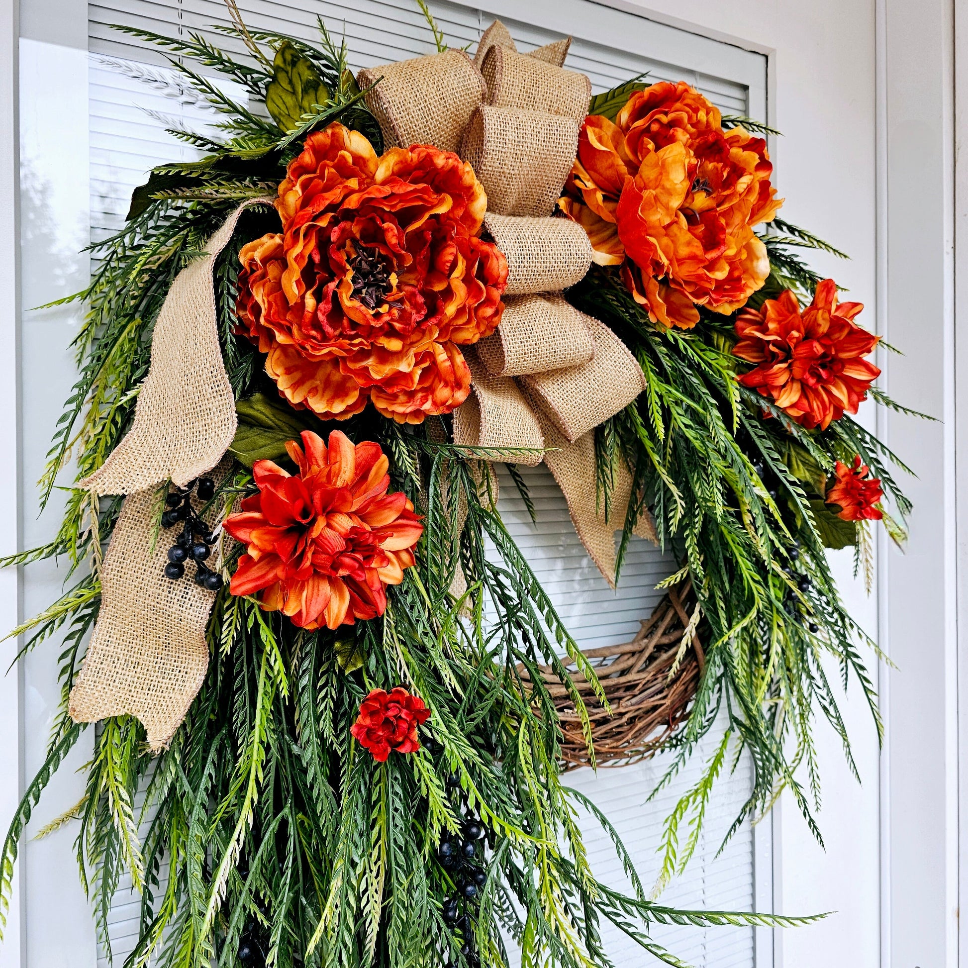 Outdoor Wreaths With Baskets Wreath For Front Door Double Door Wreaths Outdoor Spring Summer Fall Year