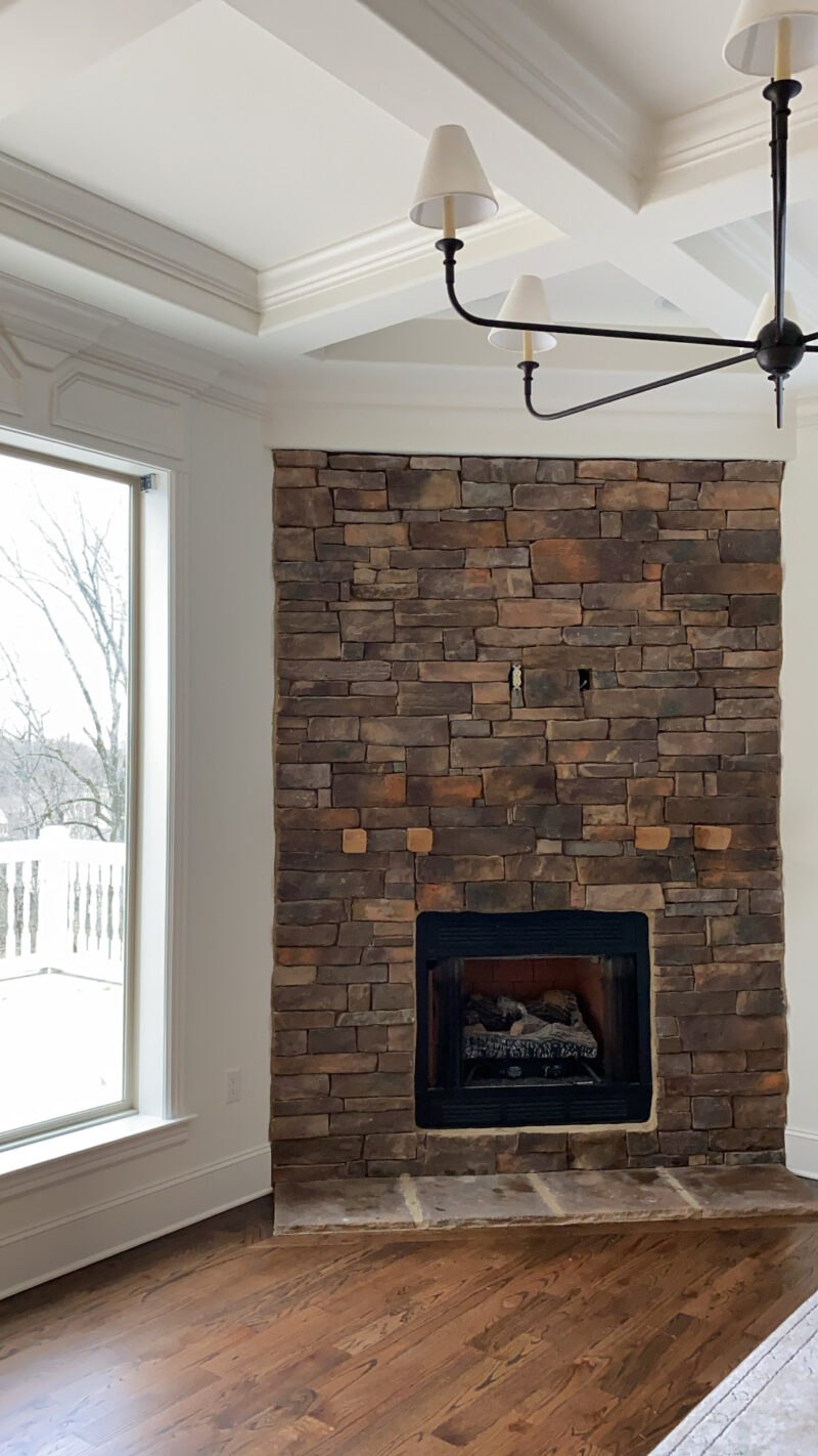 Stacked Stone Fireplace Before & After - A Thoughtful Place