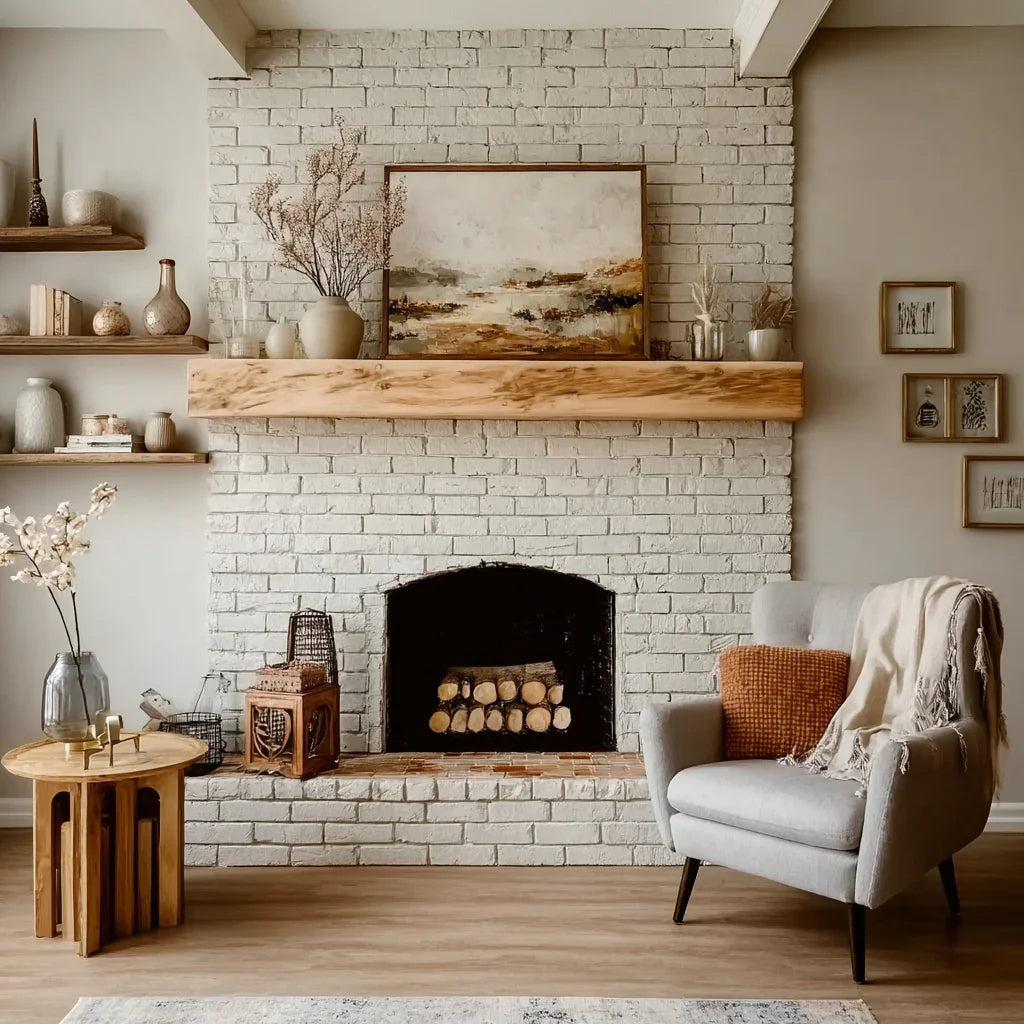 Sustainable Solid Wood Fireplace Mantel – Floating Shelf & Modern Surround - 30'W x 8'D