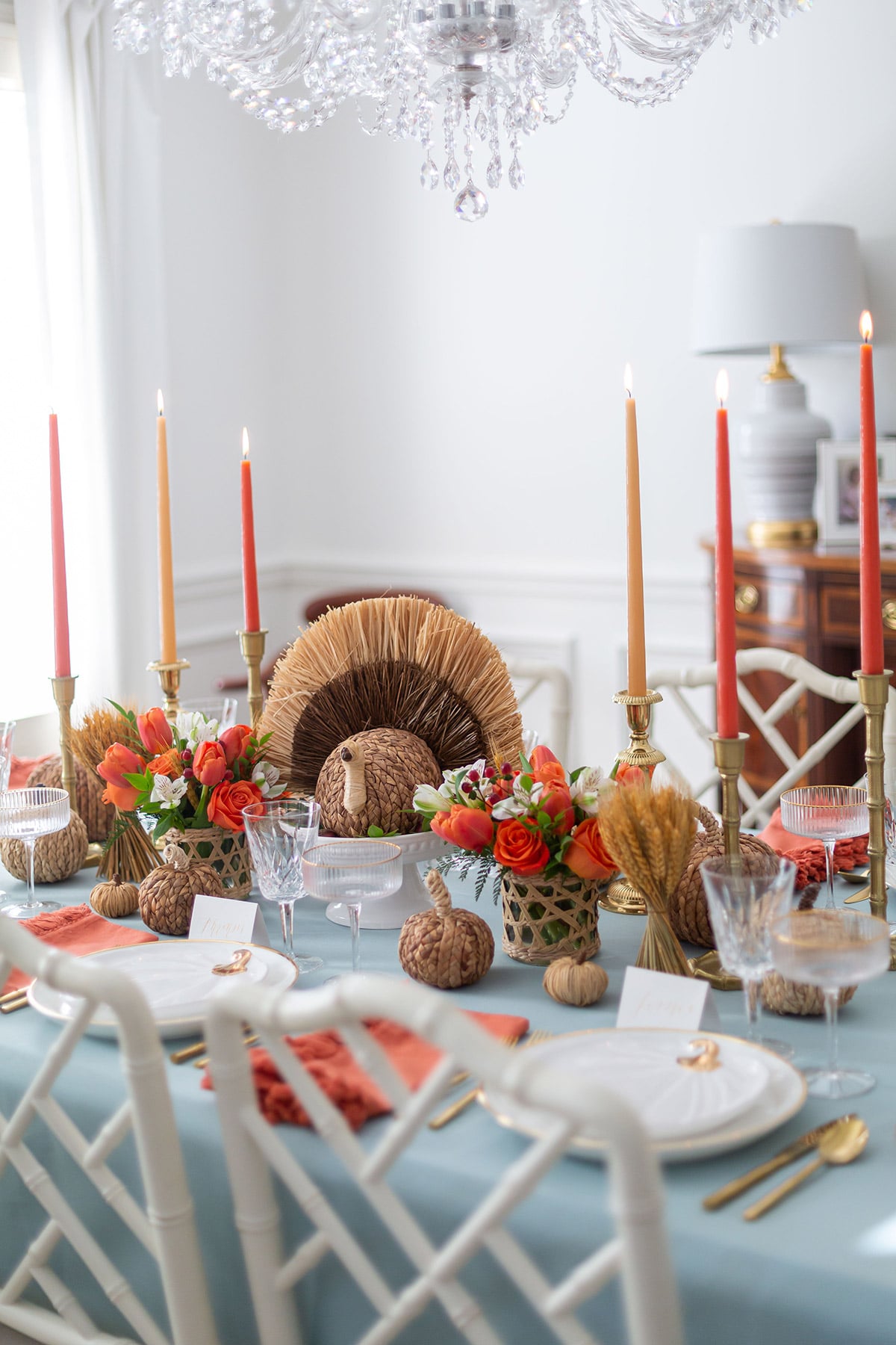 Thanksgiving Tablescapes (Blue and Orange) - Pizzazzerie