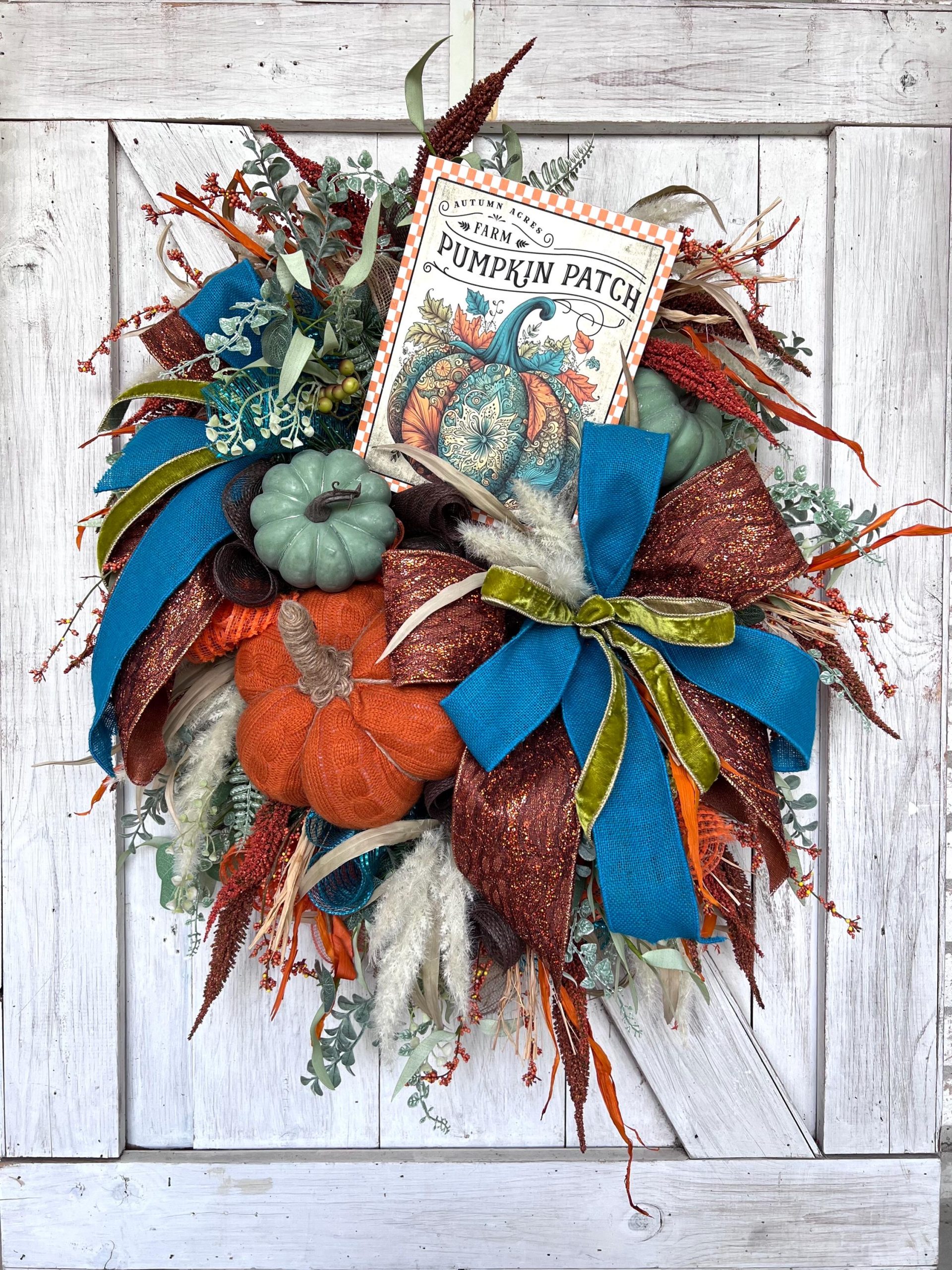 Traditional Fall Wreath for Front Door, Autumn Home Decoration, Pumpkin Wall Decor, Fall Wedding