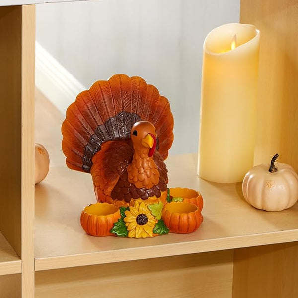 Turkey Candleholder Turkey Candle Holder, Ceramic Tom Turkey, Thanksgiving Decor, Autumn Decor, Brown Turkey,