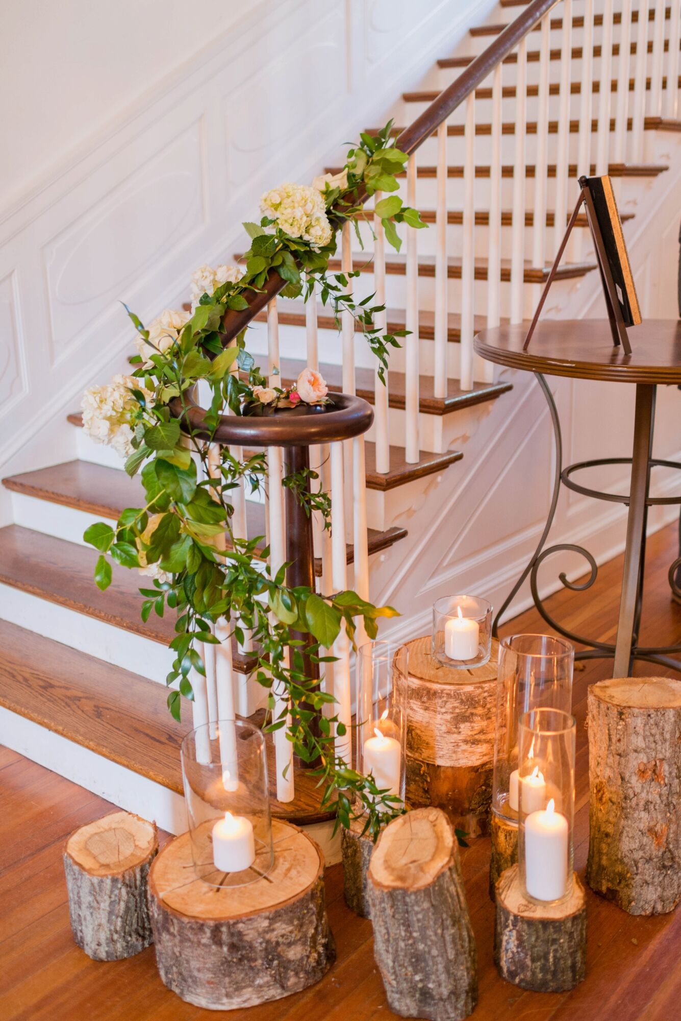 Wooden Log and Candle Decor