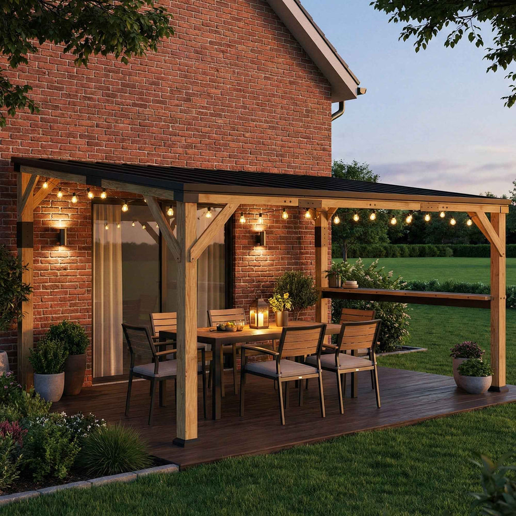 10x14 Lean-To Gazebo: Stylish Wooden Pergola for Your Backyard – NatureScape Living