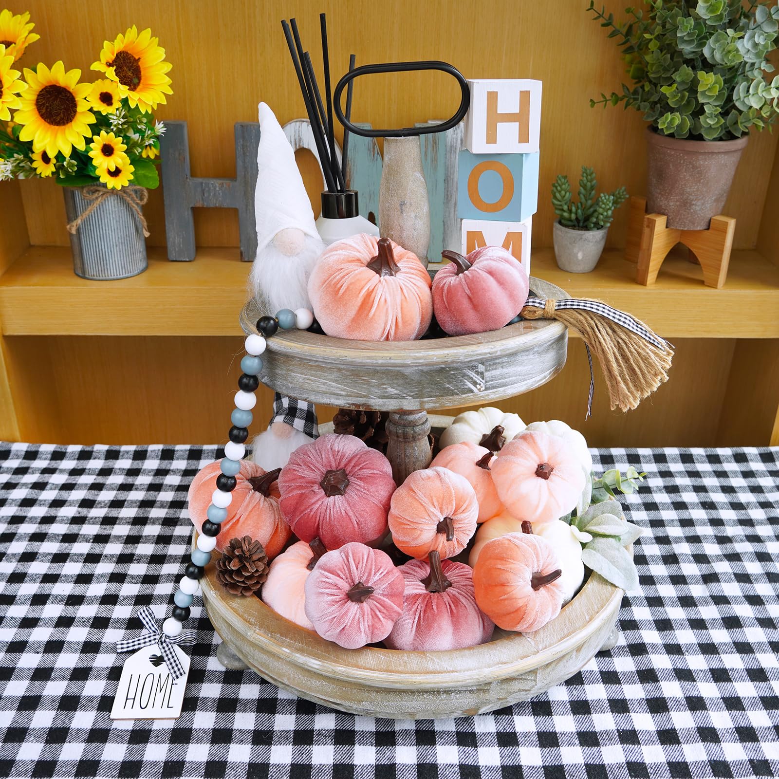 16 Pcs Velvet Blush Coral Pink Peach Cream Fabric Pumpkins - All The Fall Things