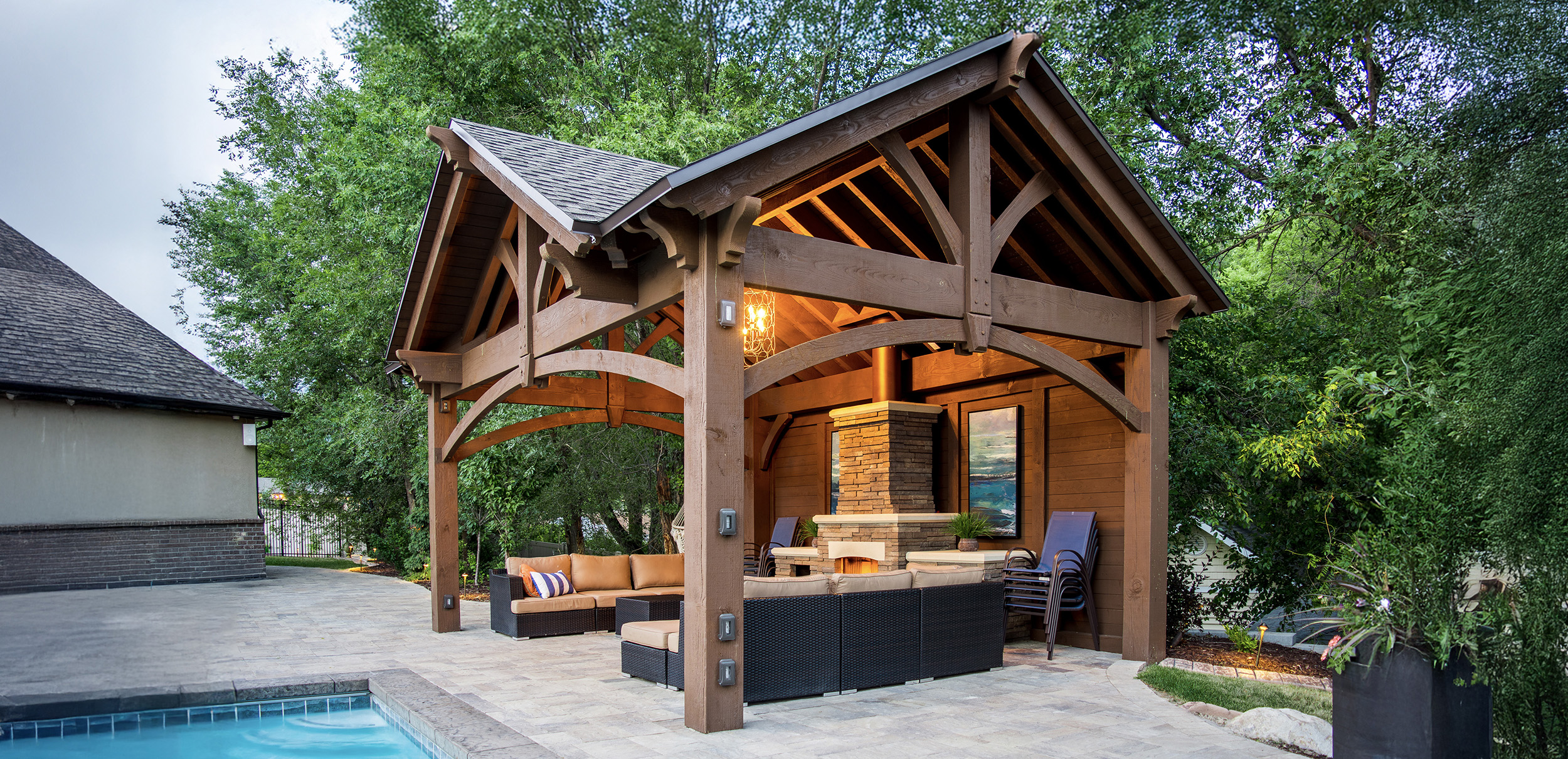 18 Vividly Rich Cordoba Timber Frame Pavilions, Pergolas & Gazebos