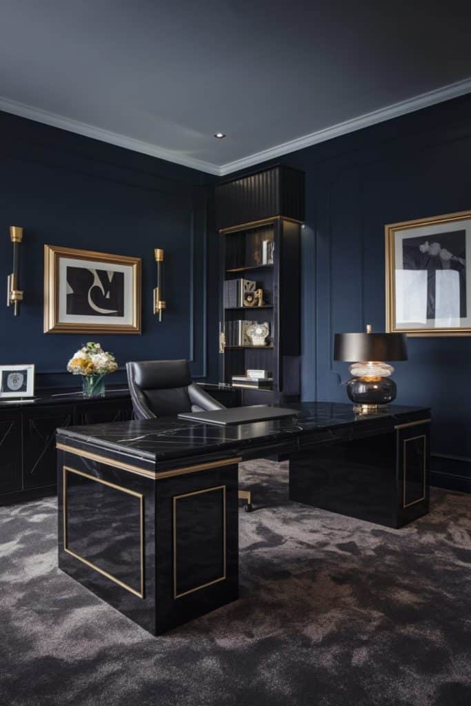 34 Sophisticated Dark Office Ideas To Transform Your Workspace