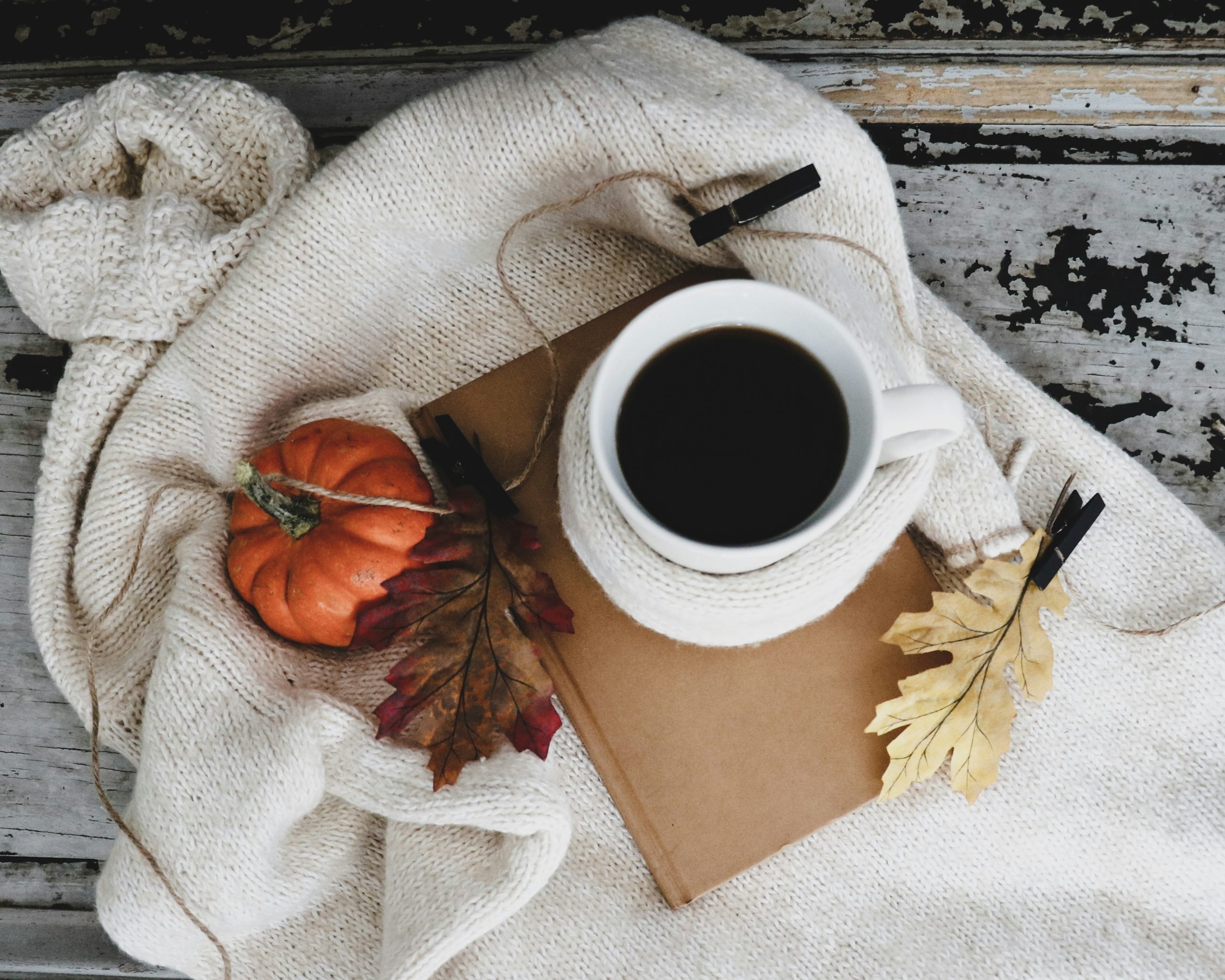 A cup of tea on a cozy fall day.