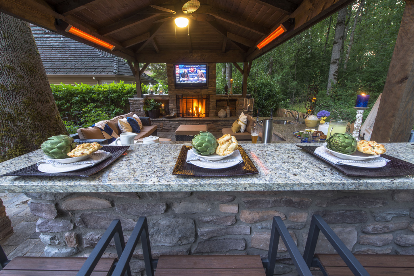 Bar Island in Gazebo - Premier Backyard Living