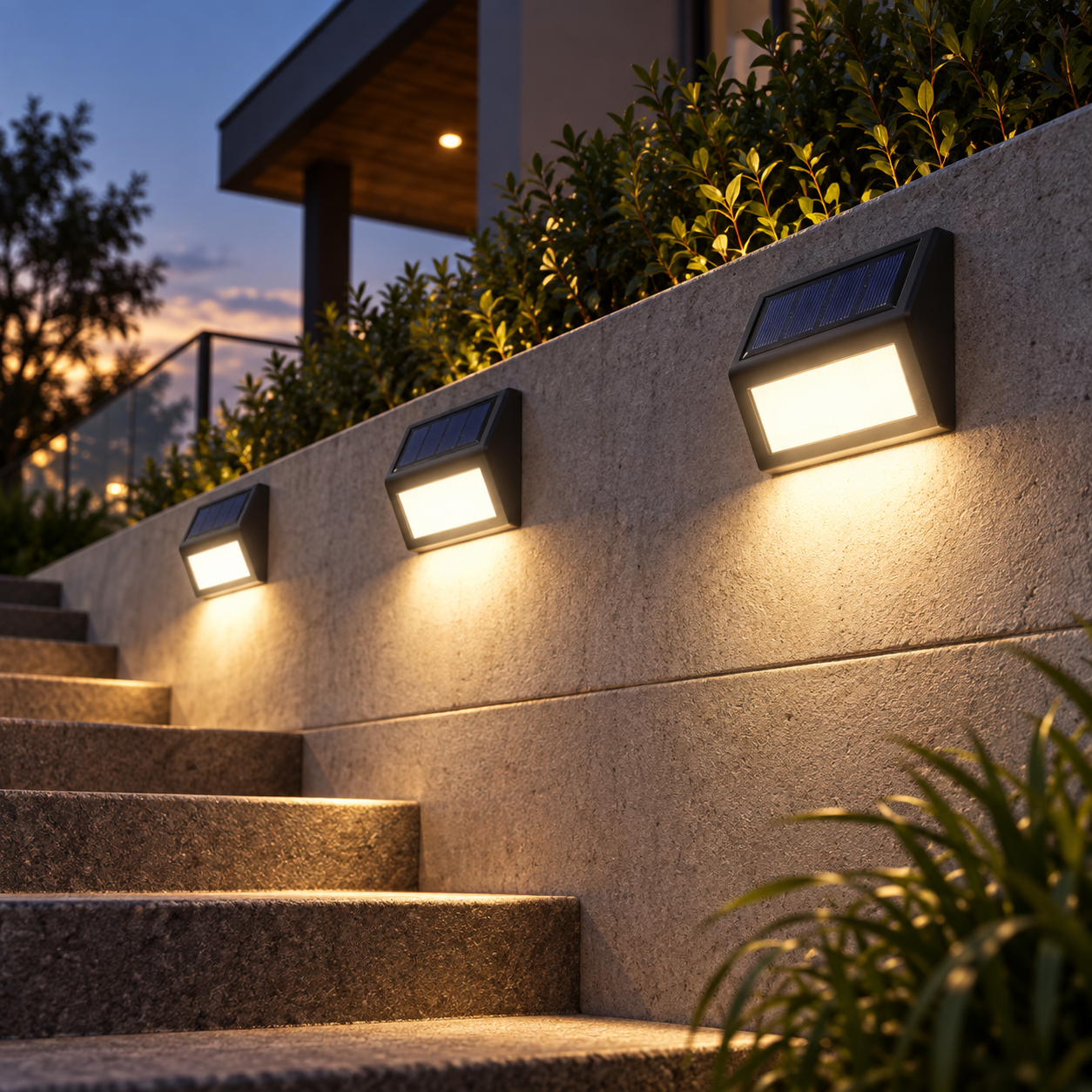 Courtyard stairs solar light – stair riser embedded lamp – LuxelyLight
