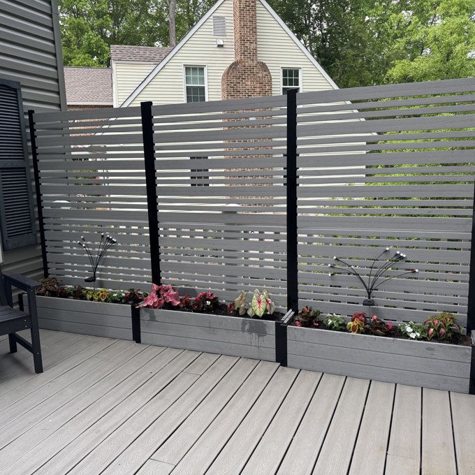 Enclo 6 ft. Tall Florence Freestanding Woodtek Vinyl Privacy Screen with Planter Box (1 Screen) | Foter