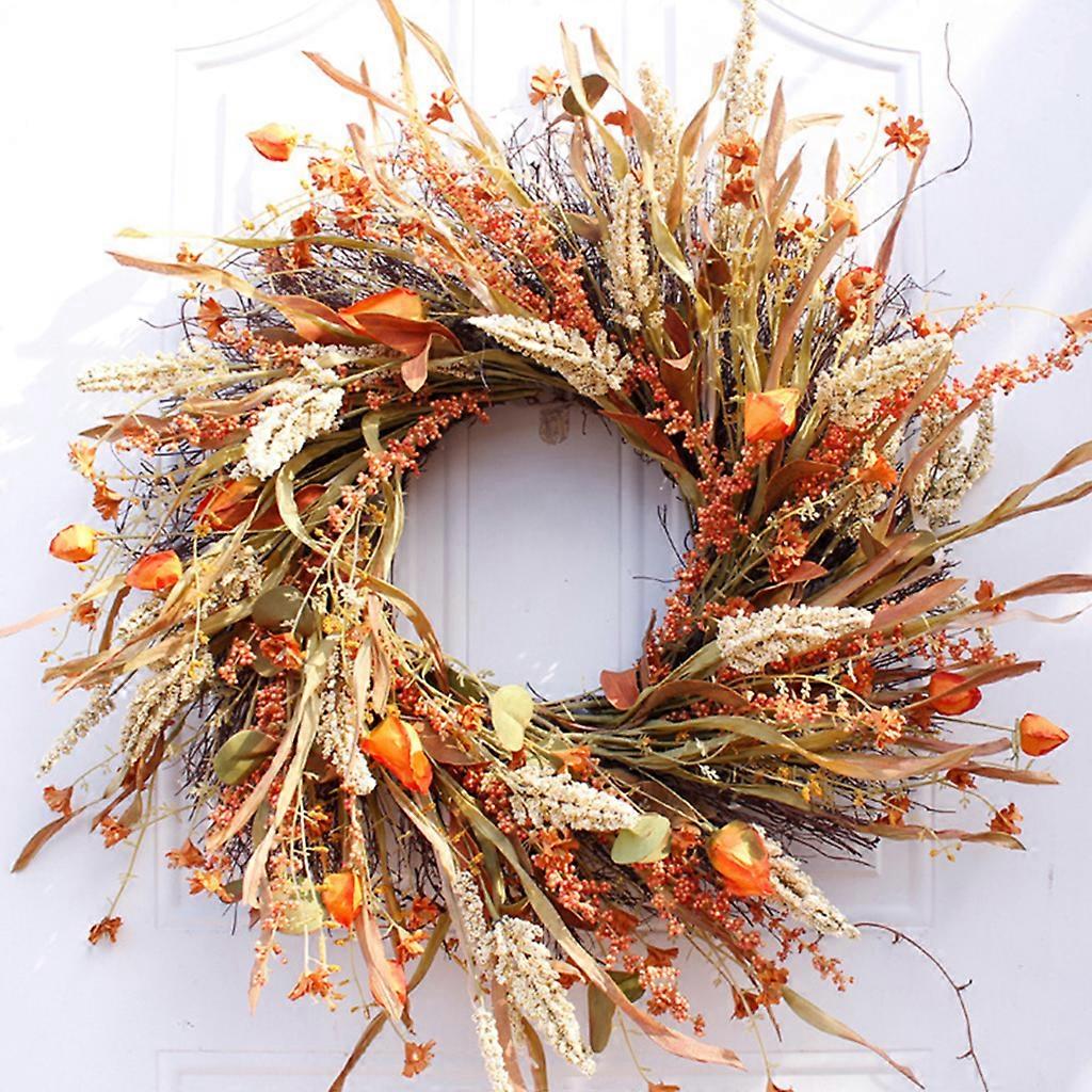 Fall Decor Wheat 24 Inch Fall Wreath Front Door Wreath Harvest Wheat Grain Garland Autumn Wreaths