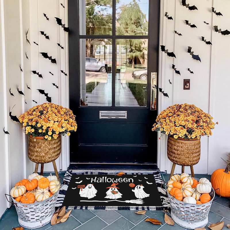 Front Door Mat Cute The Holiday Aisle® Halloween Door Mat Cute Ghost Front Door Entrance Mat Vintage Rustic Yard Non Slip Porch Home Decoration Indoor Outdoor 17 X 29 Inch Wayfair