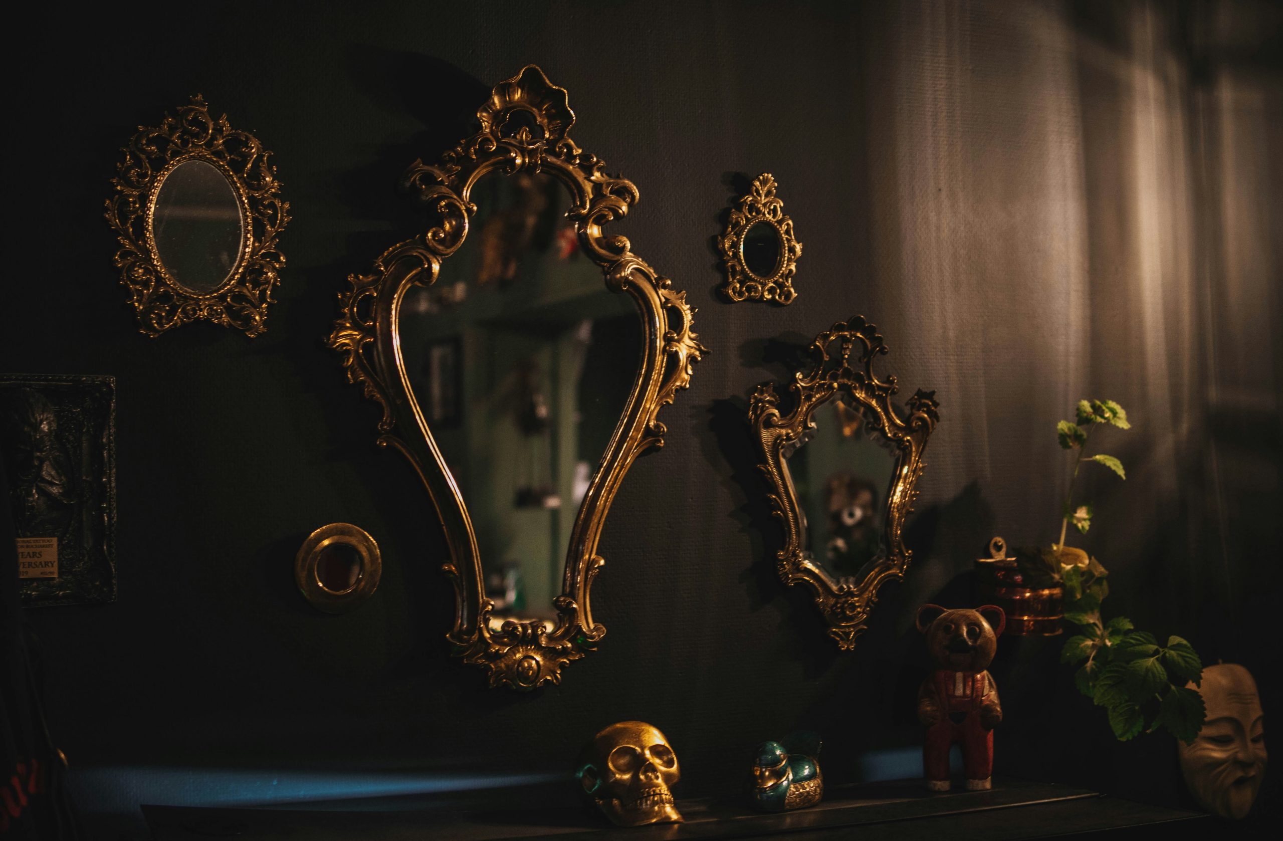gold and silver steel wall decor
