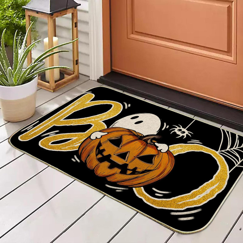 Halloween Door Matt YIMWNYI Halloween-Themed Door Mat, Spooky Entryway Rug, Non-Slip Wiper, Decorative Pumpkin