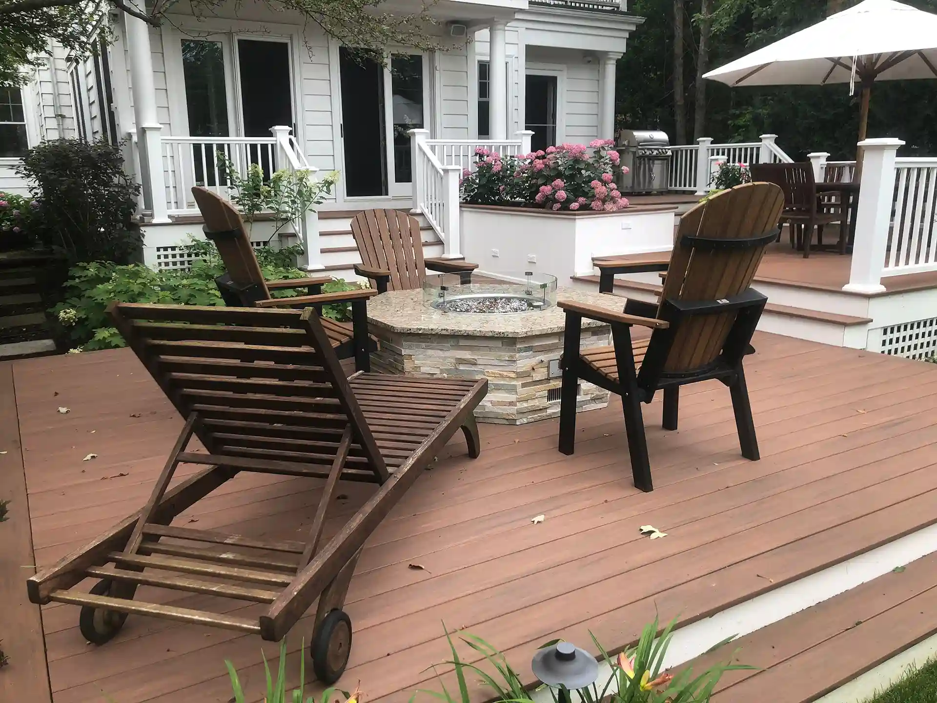 Luxurious Multi-Level Deck with Fire Pit Built in Winnetka, IL