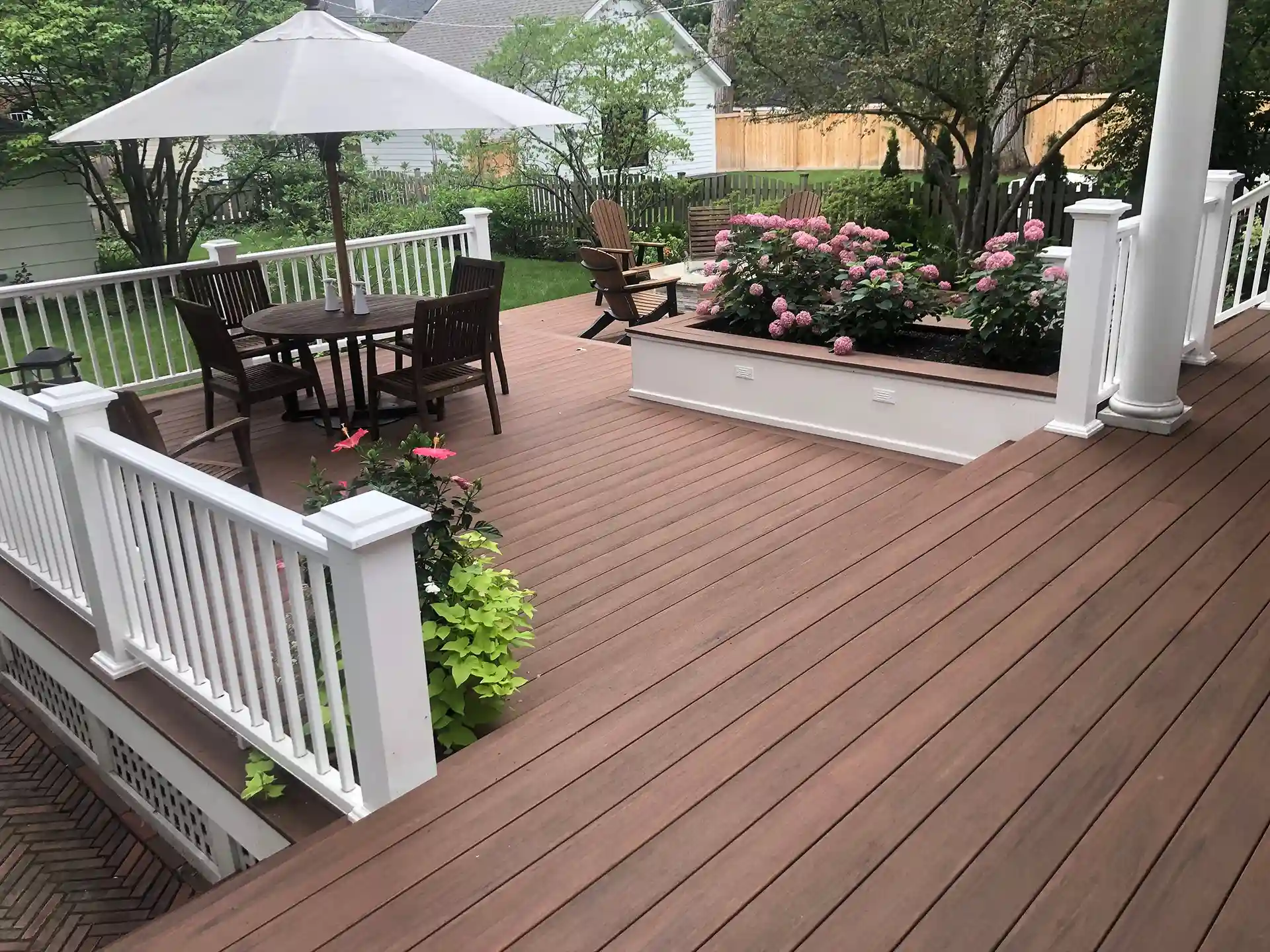 Luxurious Multi-Level Deck with Fire Pit Built in Winnetka, IL
