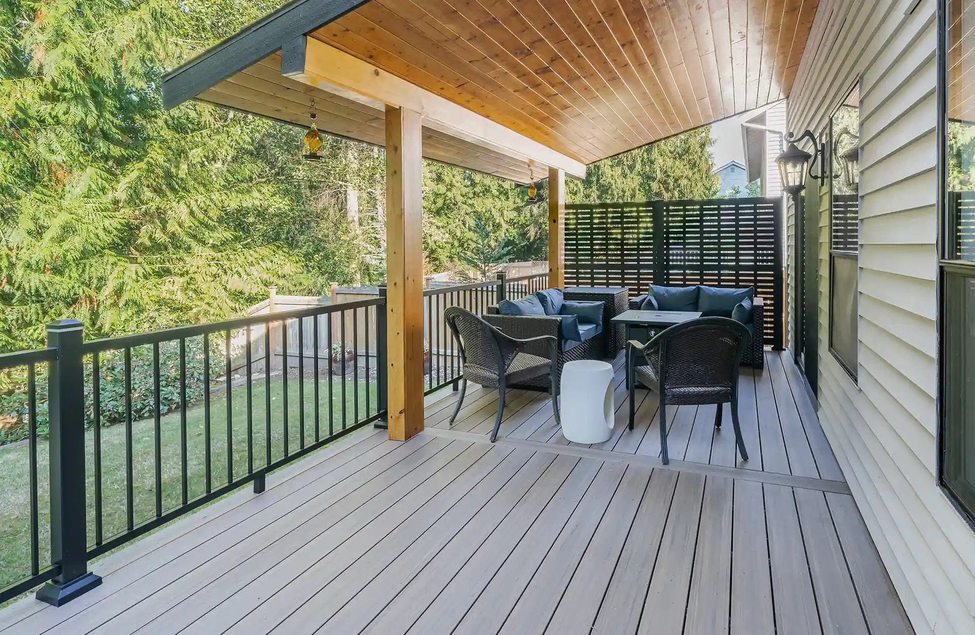 Modern Covered Deck Upgrade with TimberTech in Bothell