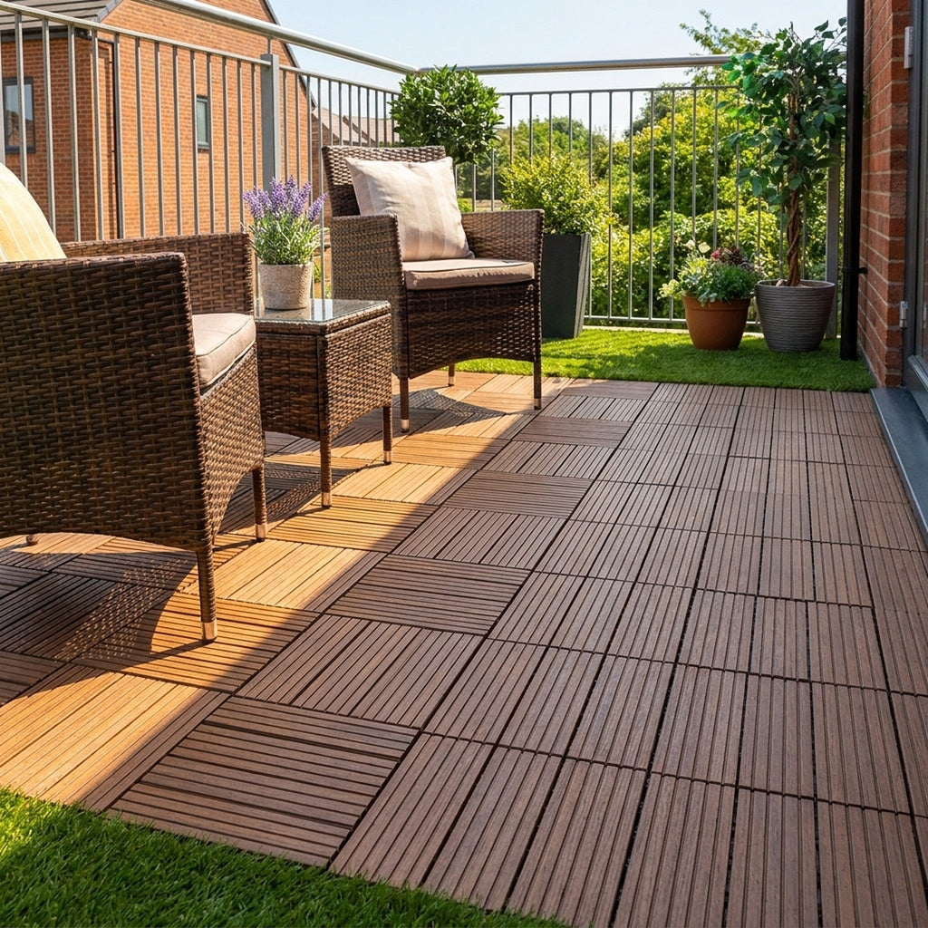 Recycled Composite Decking Tiles | 30x30cm | Pack of 10 | Garden & Pat
