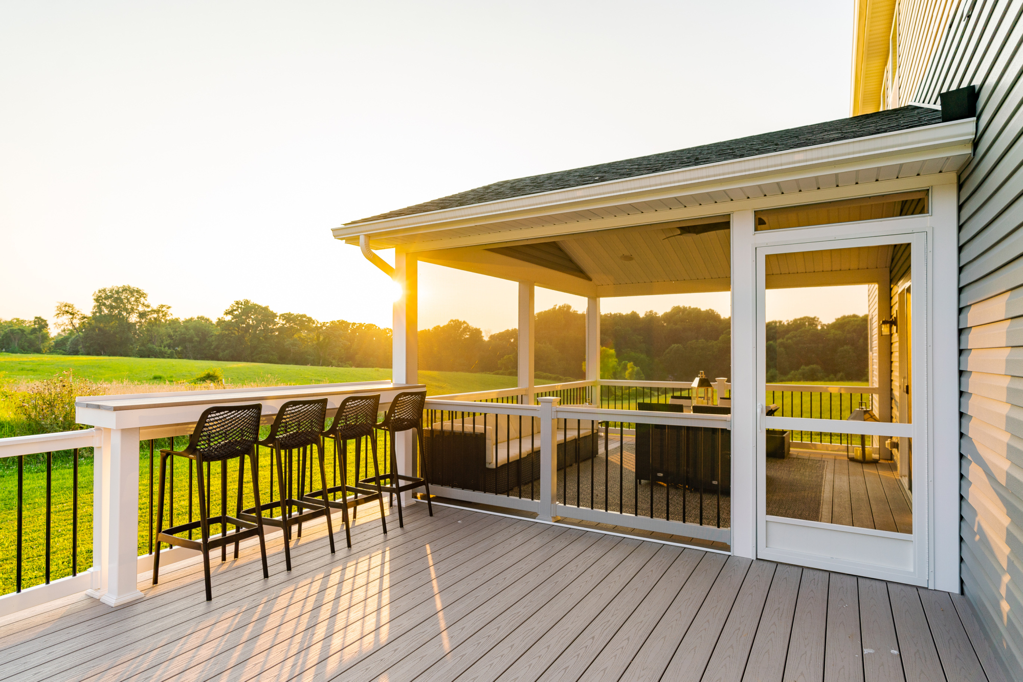 Sunset Deck with Screens - Avondale, PA - Integrous Fences and Decks