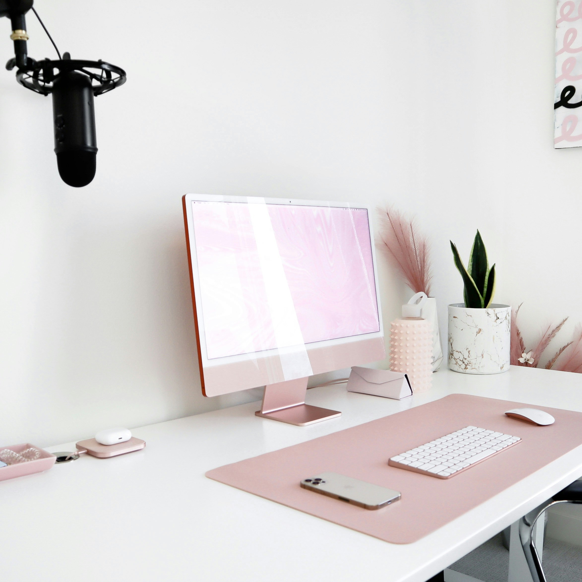 Work from home pink setup
