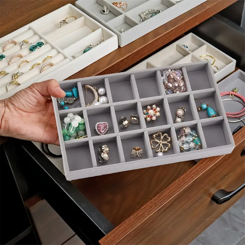 2pcs jewelry tray drawer insert velvet earring organizer - Temu New Zealand
