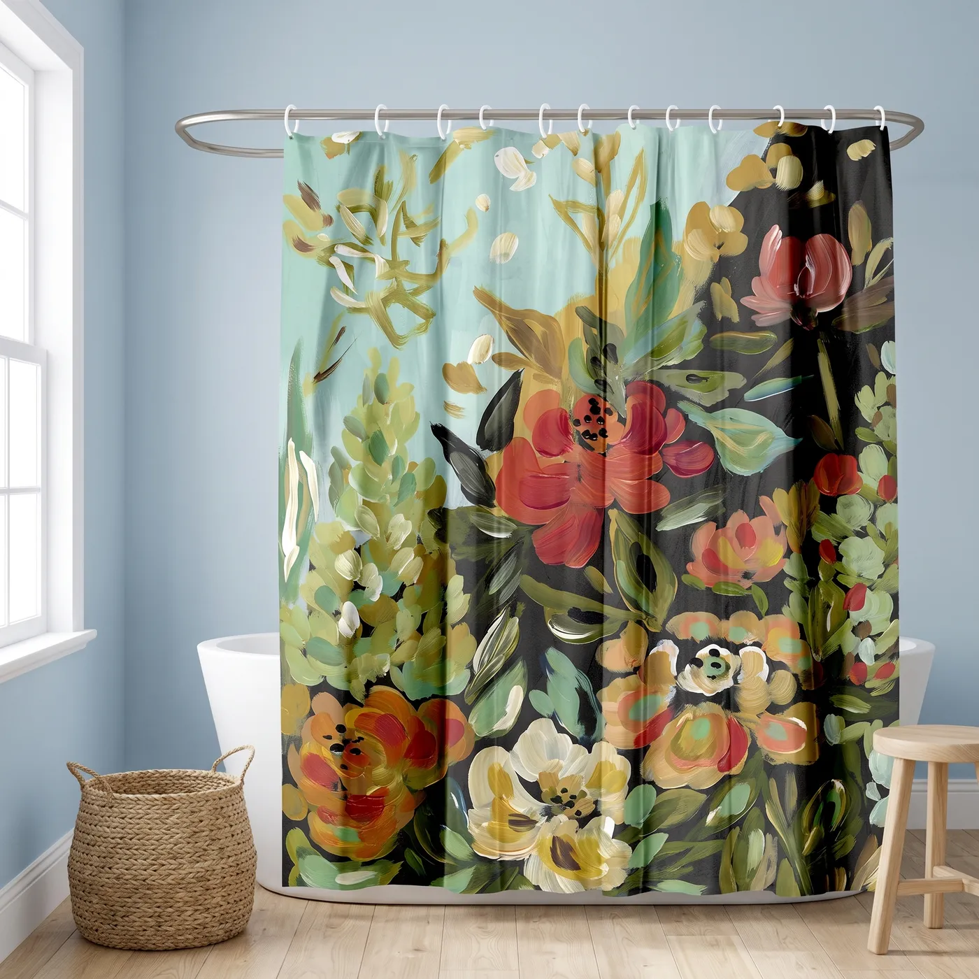 71x74 Floral Shower Curtain with 12 Metal Grommets | Vibrant Flowers – Americanflat