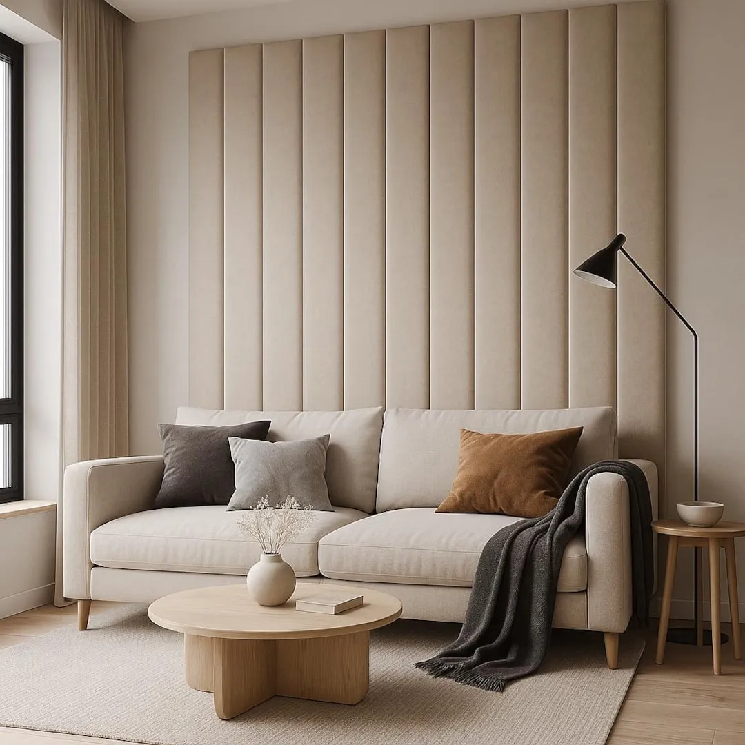 Acoustic Wall Panel Beige Complete Room Package Acoustical Treatments Living Room Wall Panels – Soft Upholstered Wall Decor – Acoustic Fabric Panels – Modern Accent Wall Solution