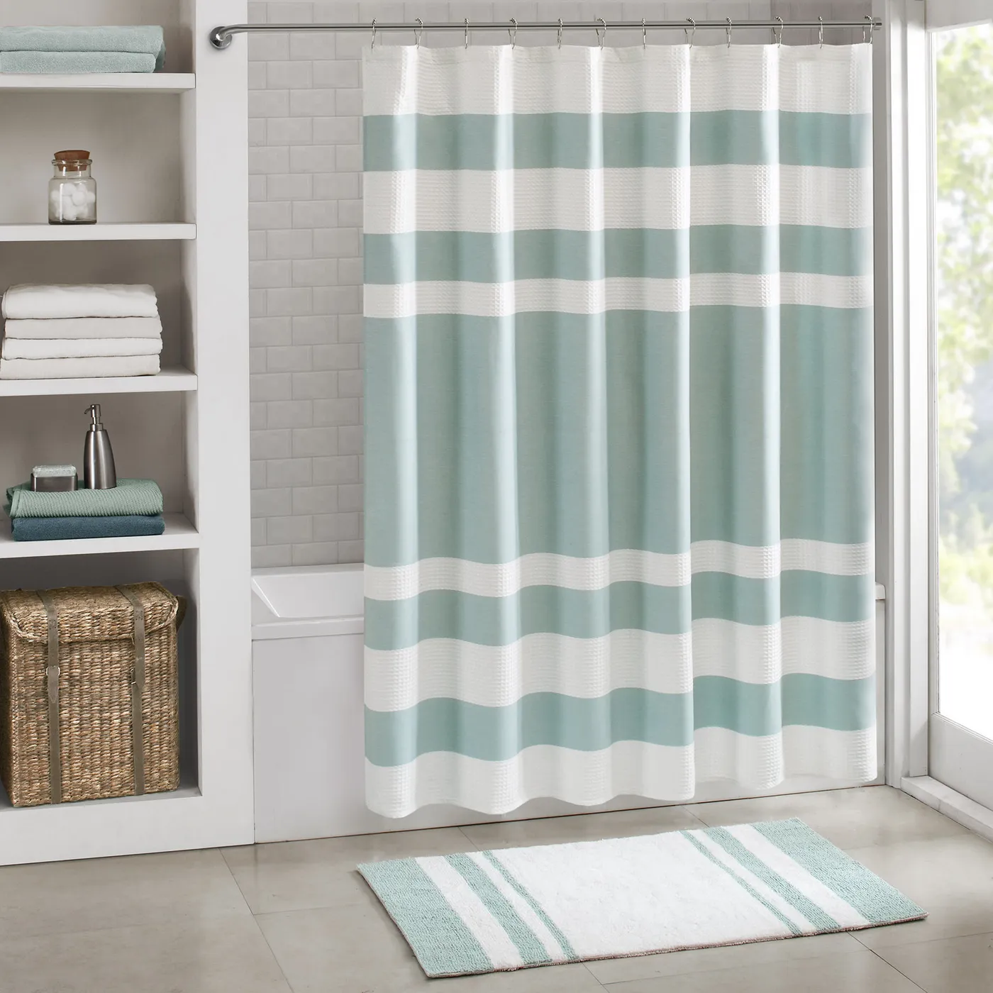Aqua Madison Park Spa Waffle Shower Curtain – Everything Turquoise