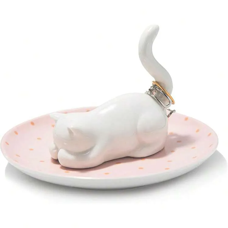 Cat Ring Holder Ring Dish Ceramic Jewelry Holder Dish Trinket Tray For Rings Earrings Trinkets Organizer, Funny Cat Themed Gifts For Mom, Birthday Gifts For Women | SHEIN USA