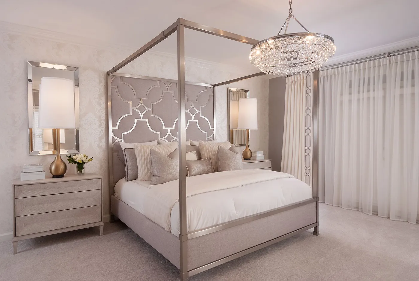 Decorating an Upscale, Modern Bedroom - Room Reimagined Design by Gina Wolleat