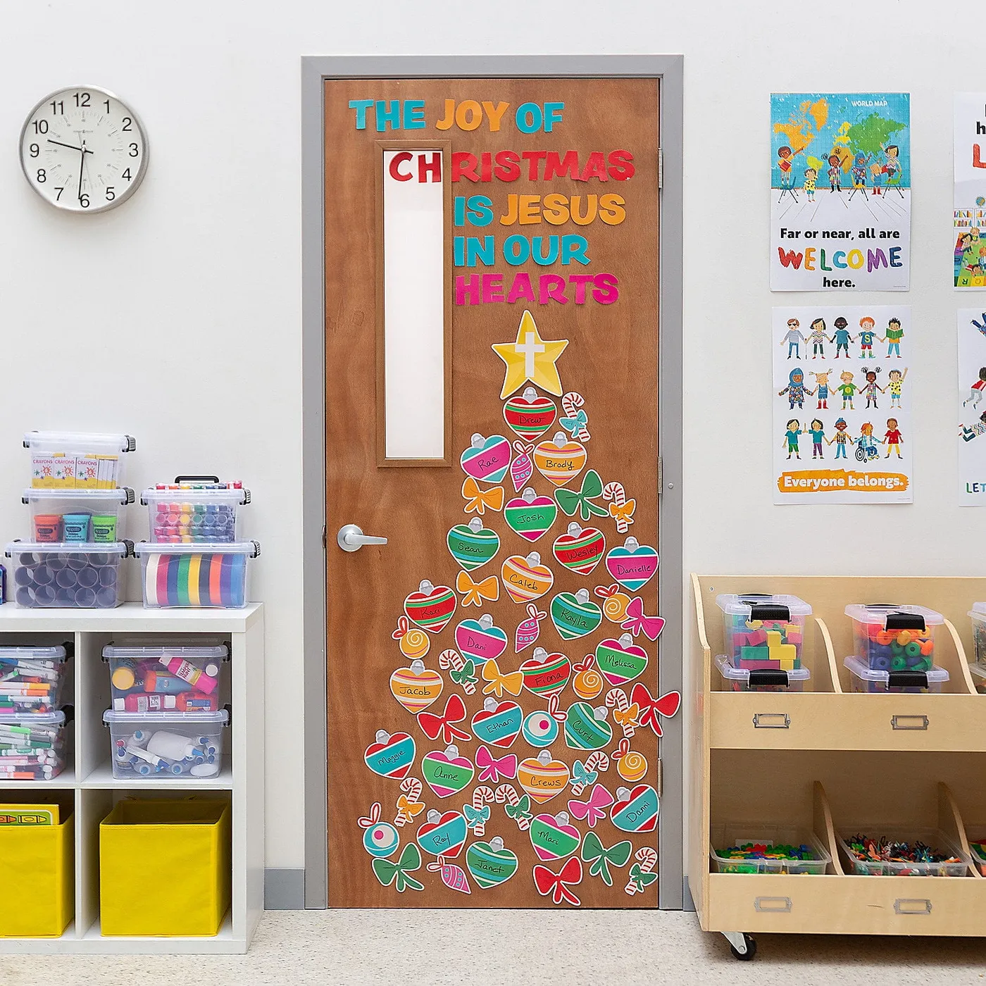 Door Decorating Affordable Kits For Christmas | Fun Express Religious Efficient Hearts Tree Classroom