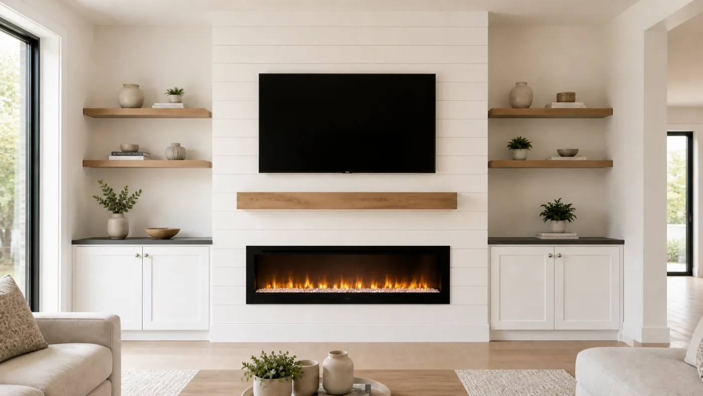 Fireplace Media Wall with Storage | C2-001 | TV Media Wall
