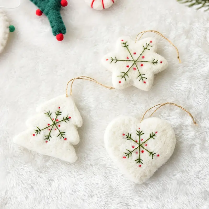handmade fabric christmas felt ornaments snowflake - Temu