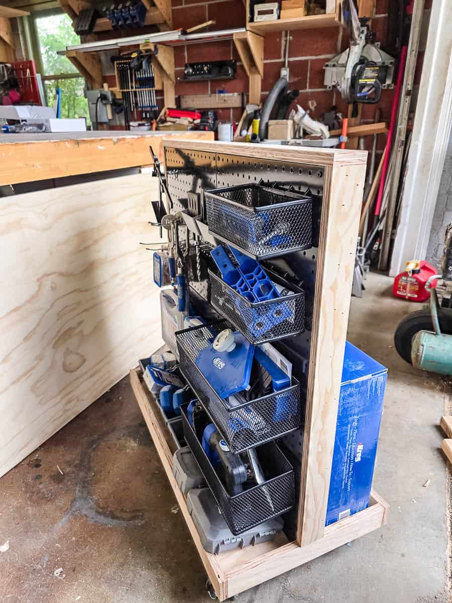 How To Build A Rolling Tool Cart with Pegboard - Making Manzanita
