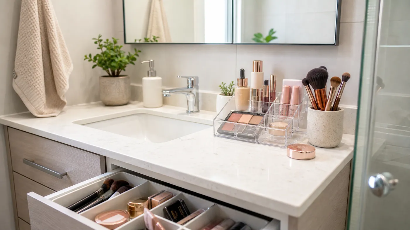 How to Organize Makeup in a Small Bathroom | Ordalya
