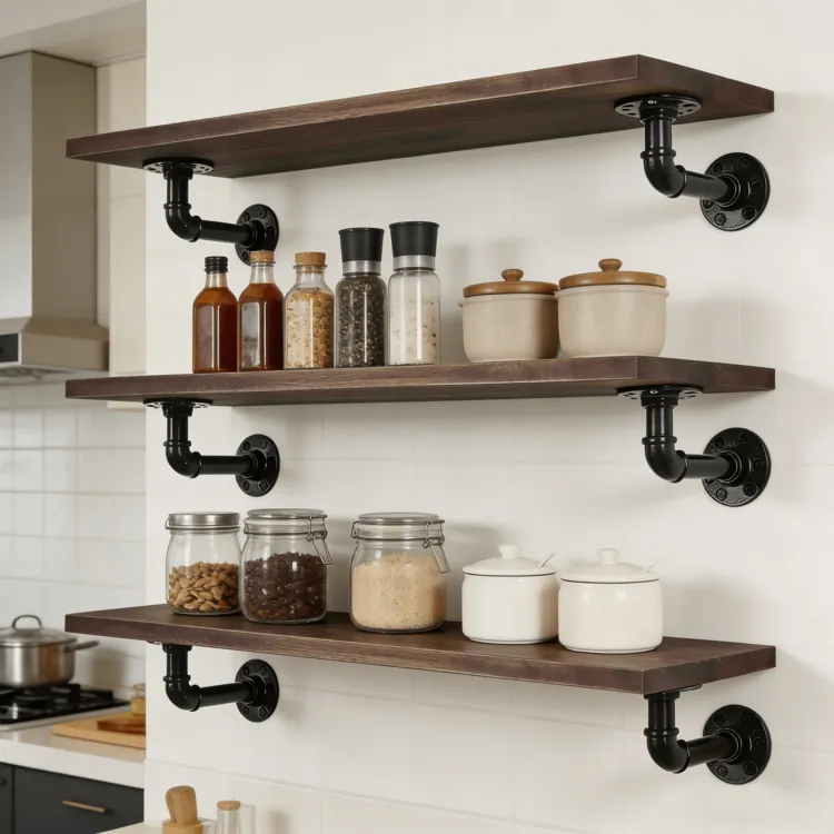 Industrial Style Metal Shelf Brackets, Vintage Wall Mounted Supports For Custom Wood Shelves, Home Decor Display And Storage, Heavy Duty Metal Floating Shelf Hardware For 8-14 Inch Boards - Product 