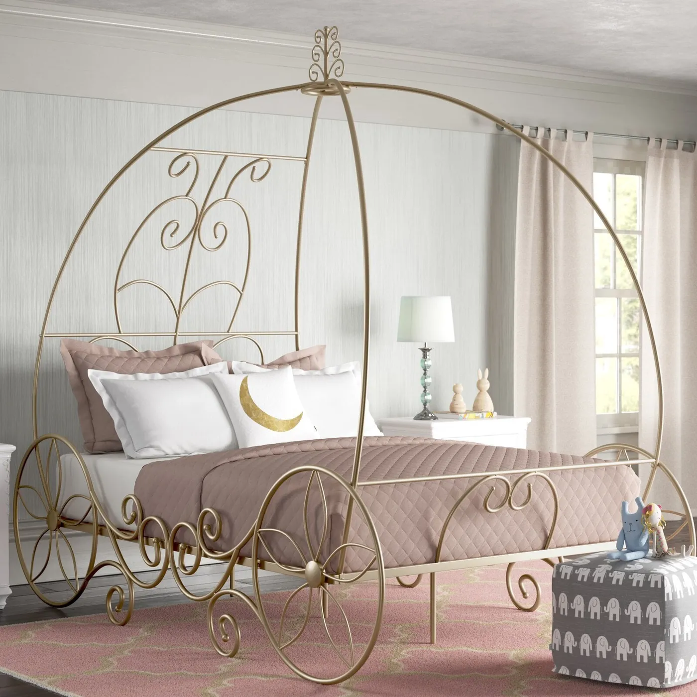 Large Gold Traditional Canopy Bed | Foter