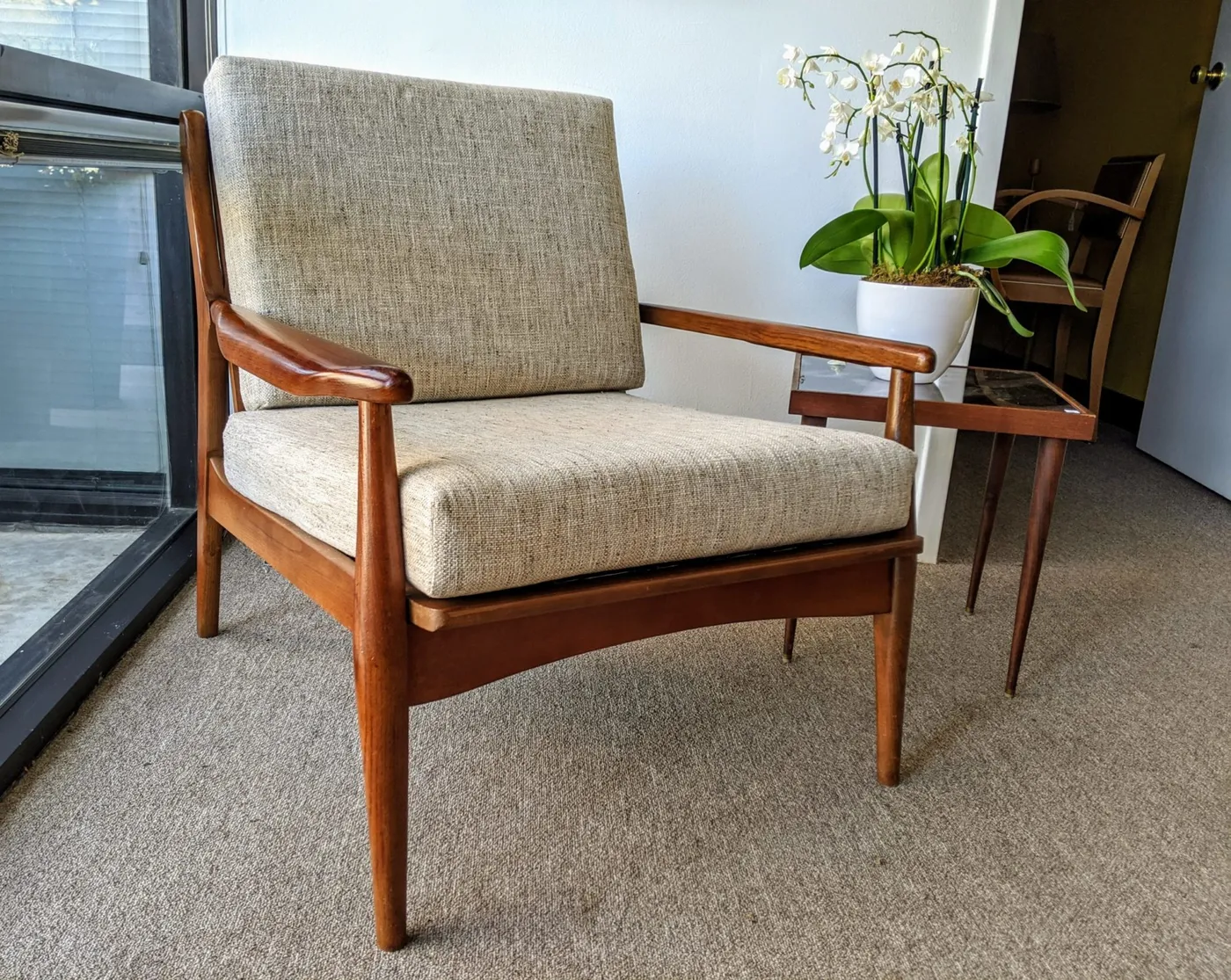 Mid Century Modern Walnut Lounge Chair by Stanley