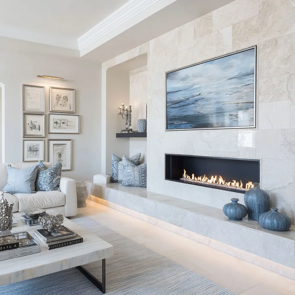 Modern Stone Fireplace Design Ideas: Calm & High-End Look