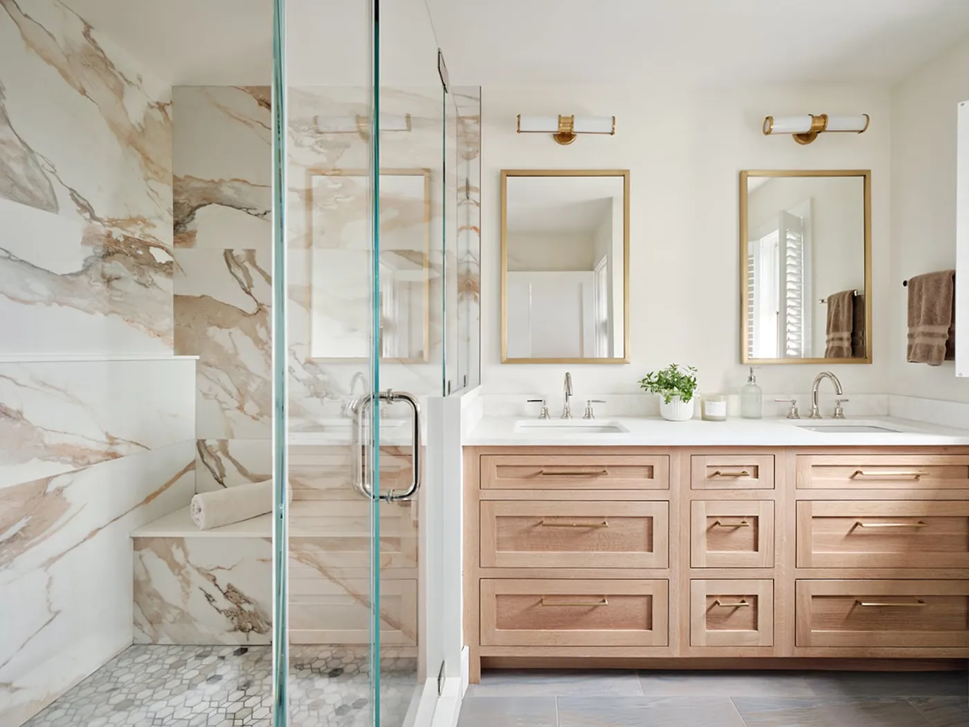 Natural materials bring glamour to Cape Cod bathroom redesign