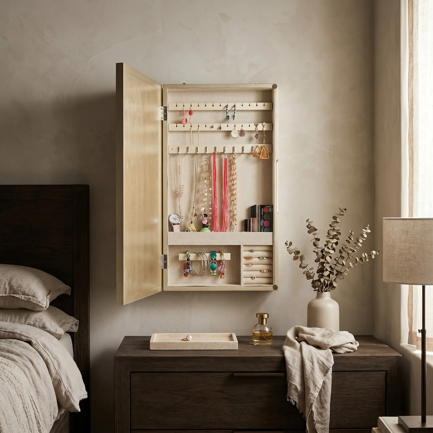 Nicolette Jewelry Storage Mirror ~ Champagne - Hives And Honey