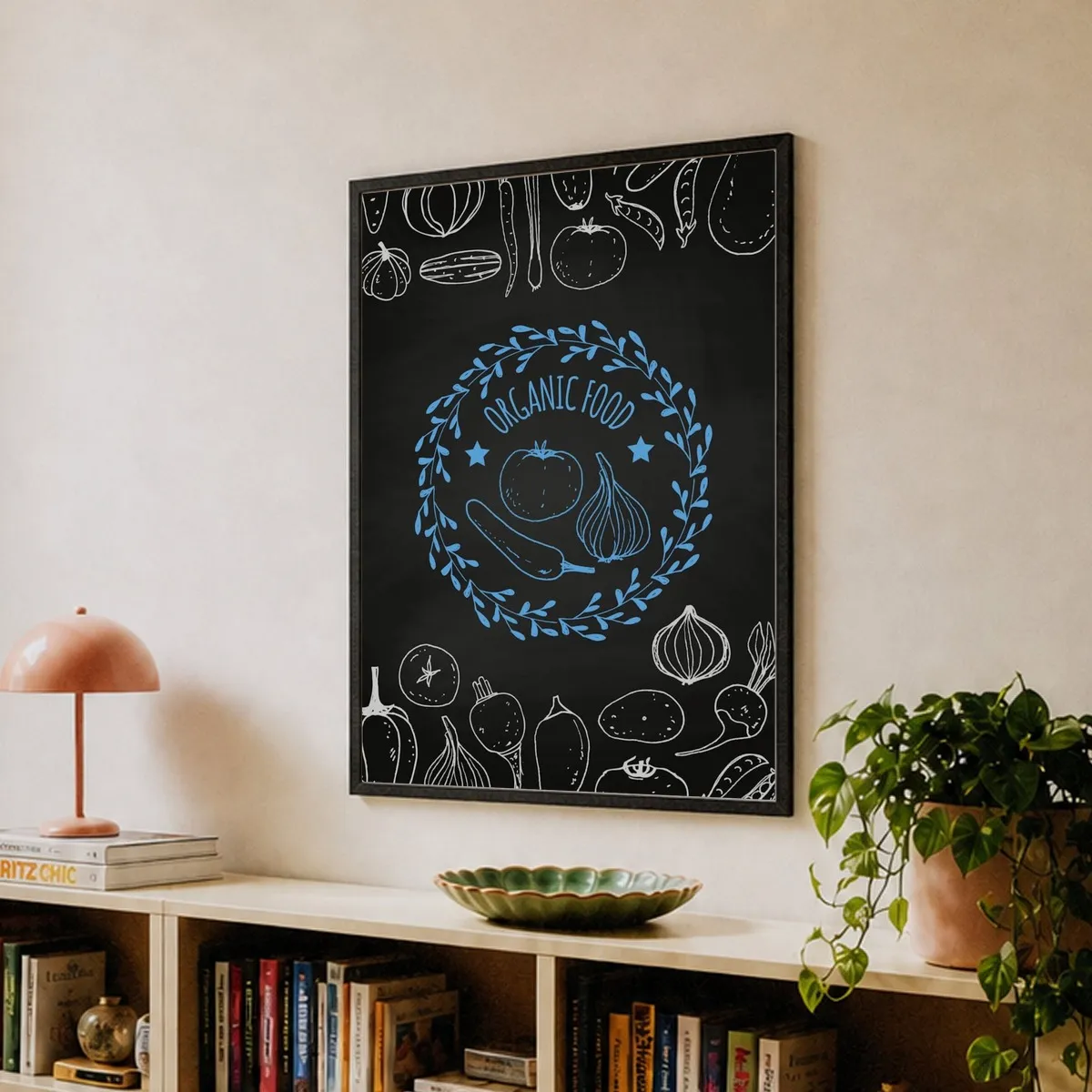 Organic Food Logo - food poster, kitchen wall art Art Print by Fy!