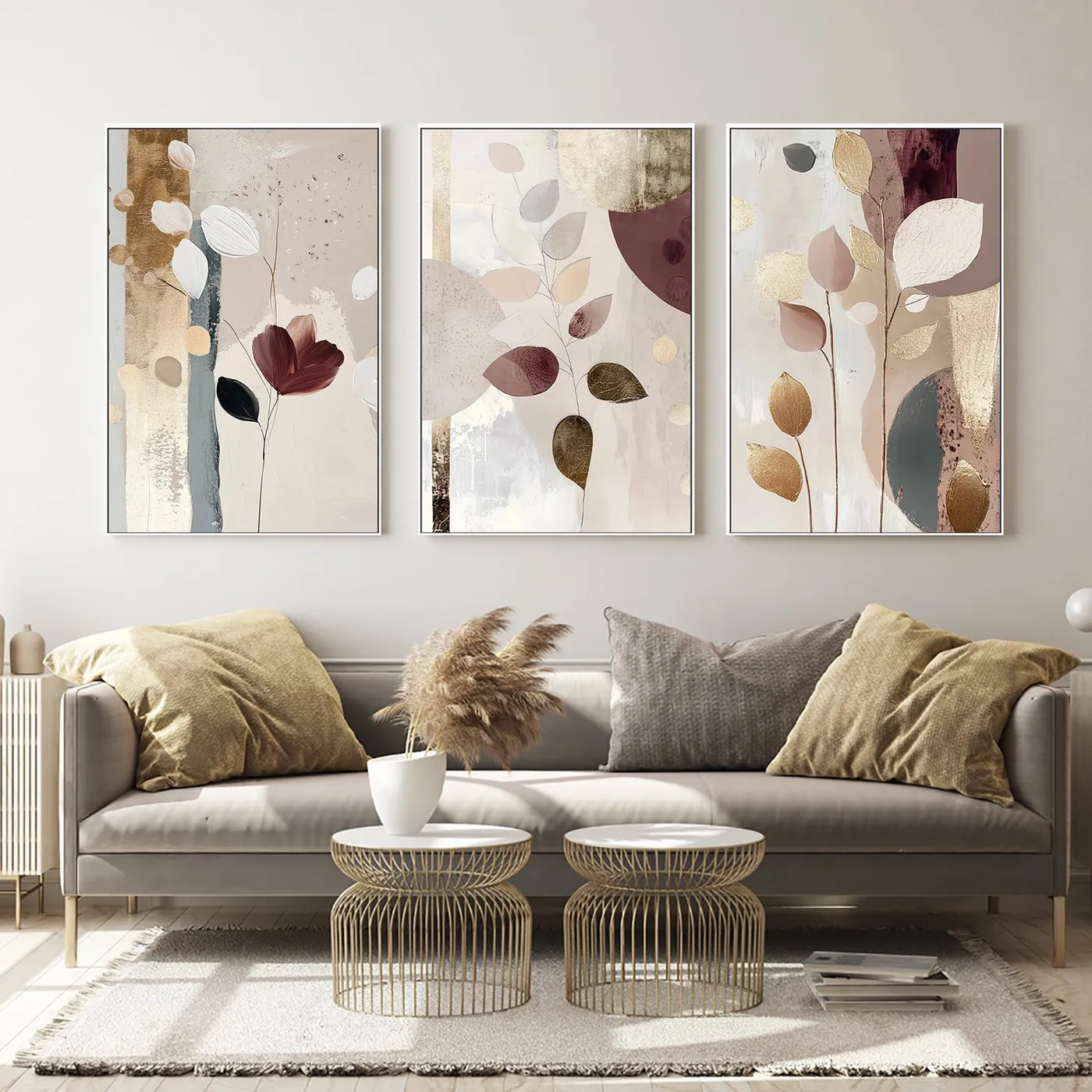 Petal and Clay, Style A, B & C, Set Of 3 - 16x24 / Framed Canvas