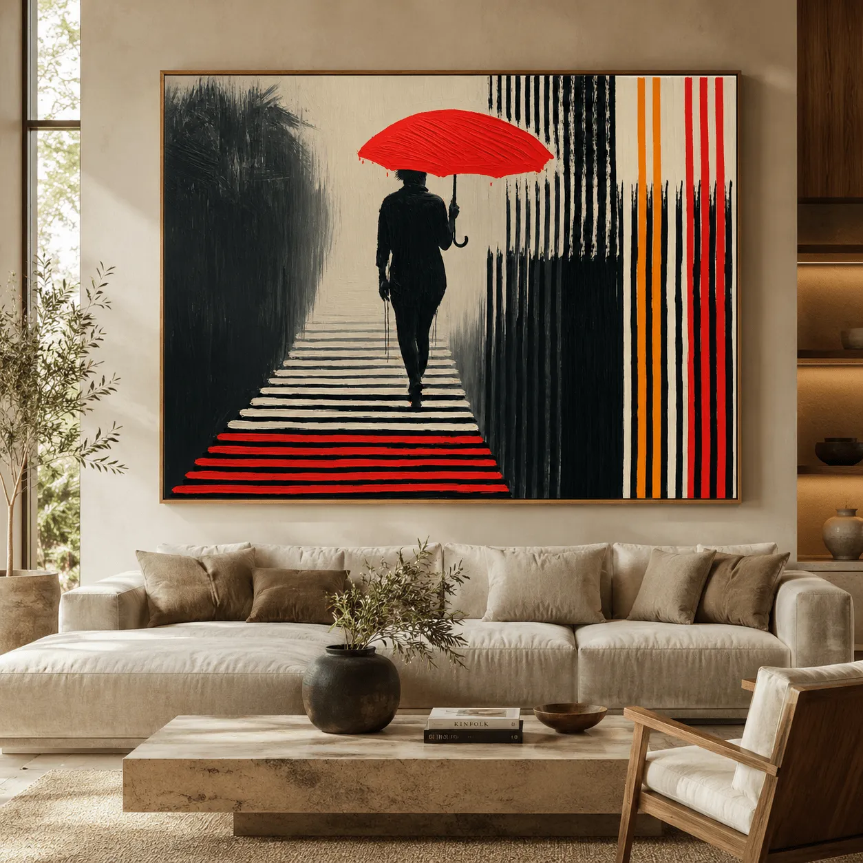 Red and Black Wall Art for Living Room Canvas — Into the Mist | Rossetti Art