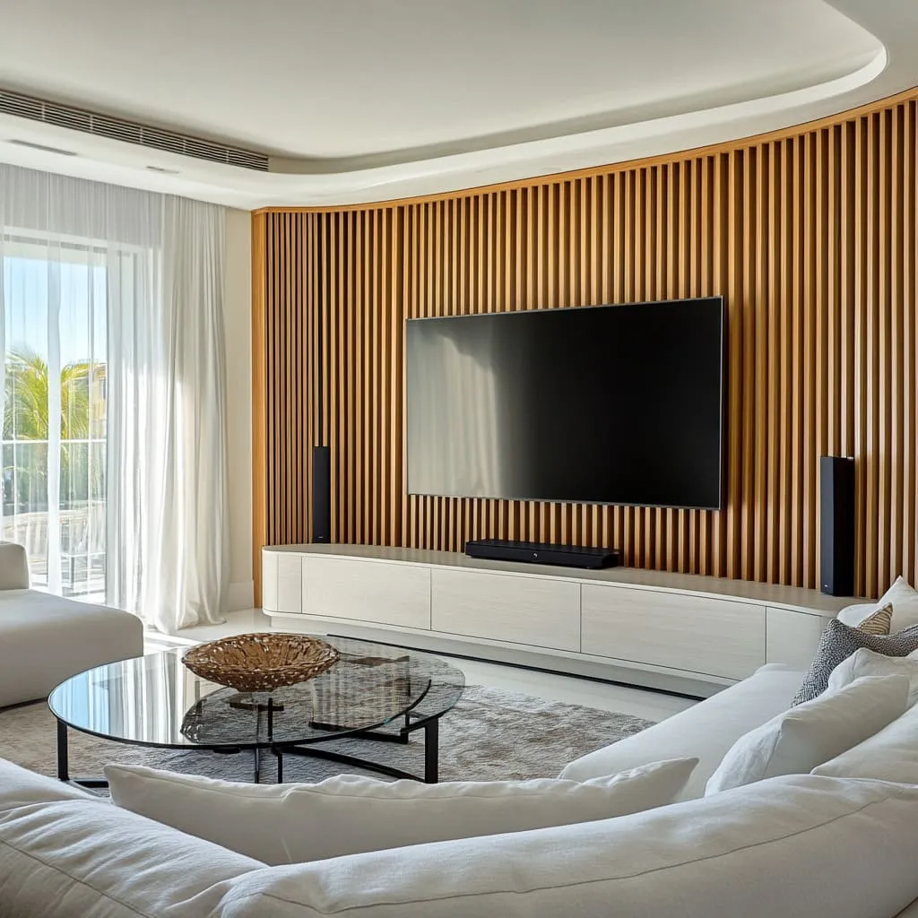 Stylish Slatted TV Wall Design Ideas for Your Living Room