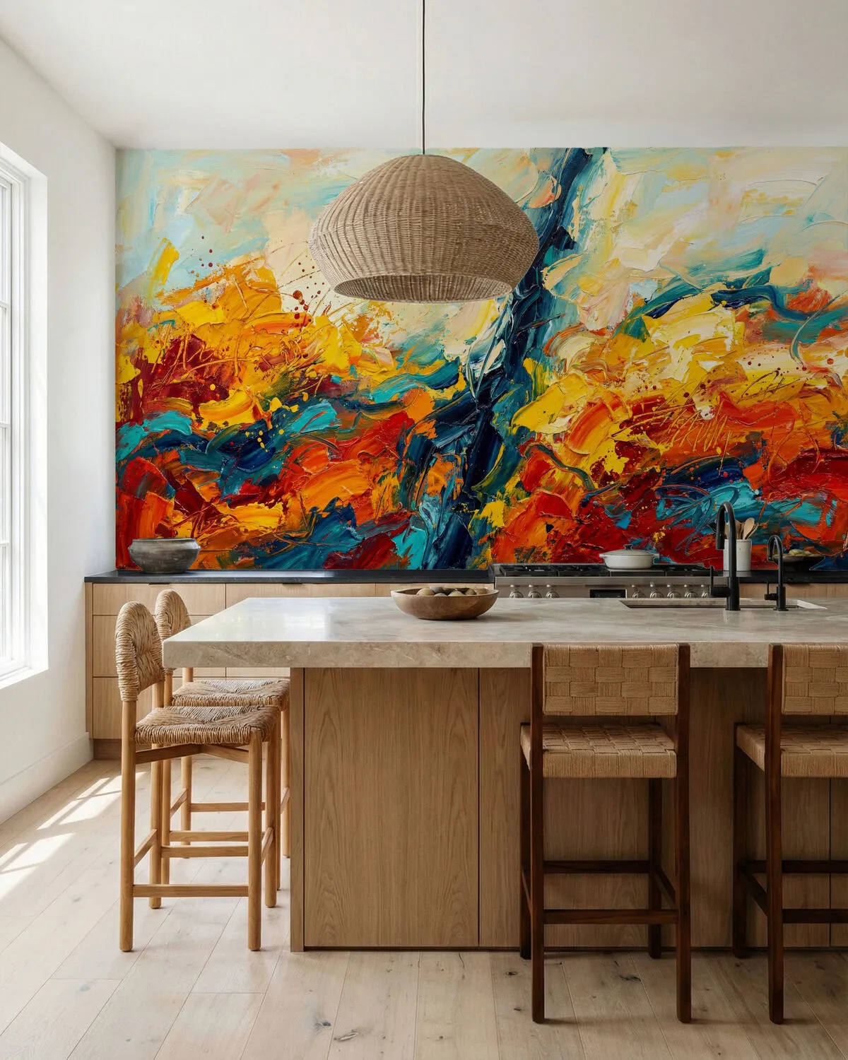 Wall Mural - Expressive Oil Painting Strokes - Art & Design - Living Room - Paste-the-wall or peel and stick