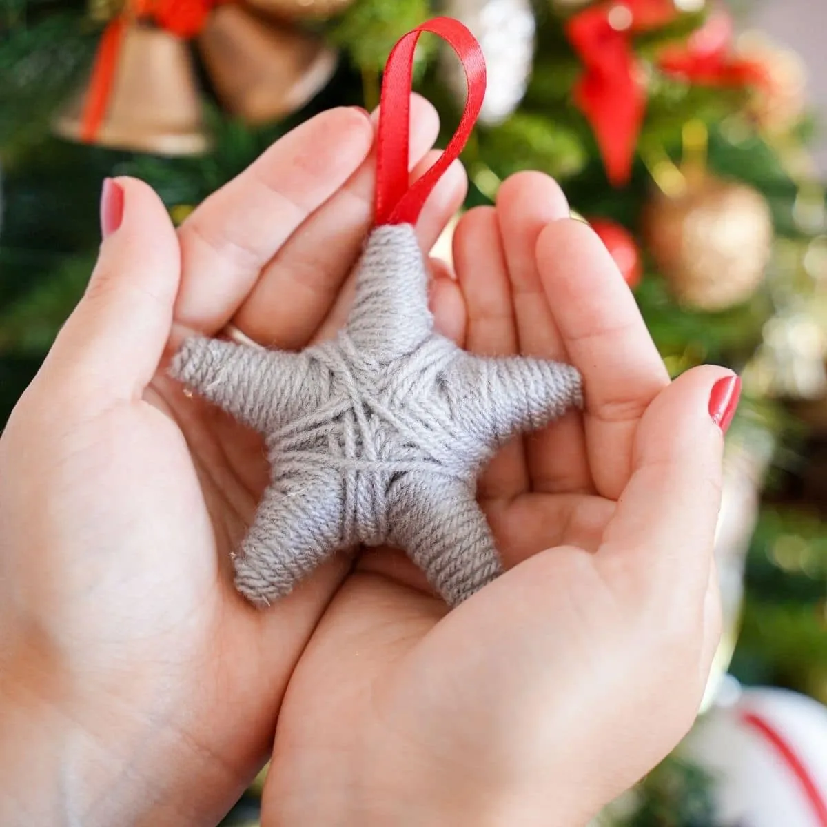 Yarn Wrapped Stars Rustic Yarn Star Christmas Tree Ornament DIY Crafts